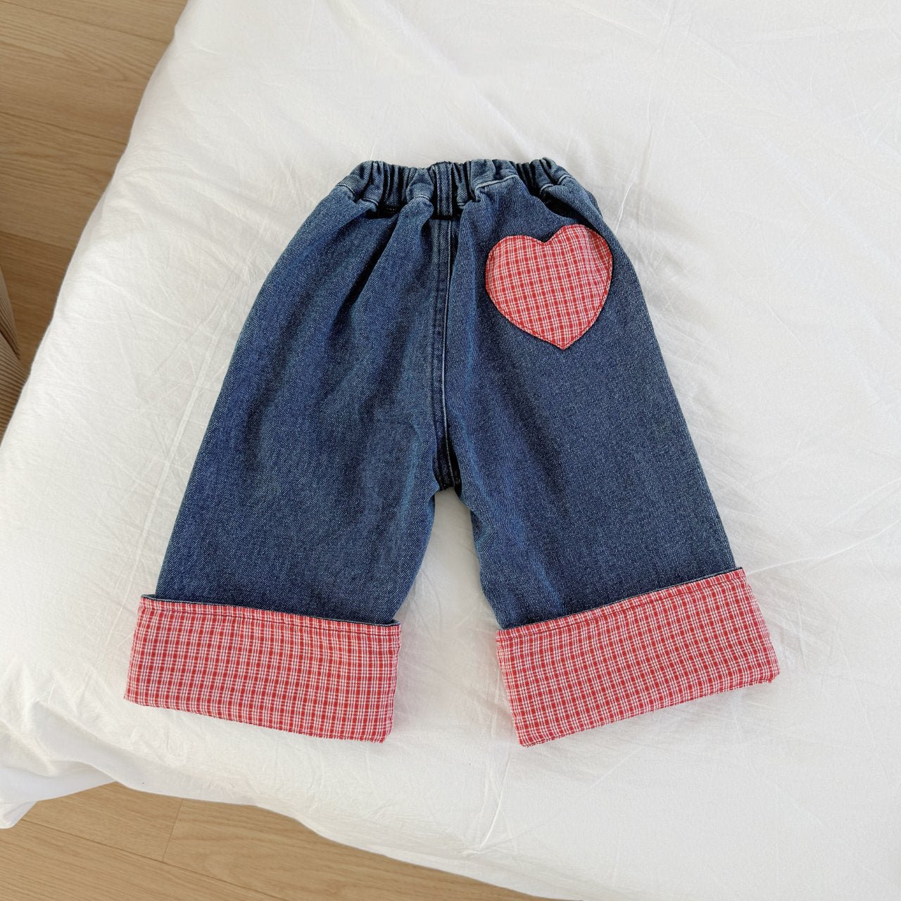 Toddler SP26 Heart Patch Roll - Up Denim Pants (2 - 8y) - Denim - AT NOON STORE