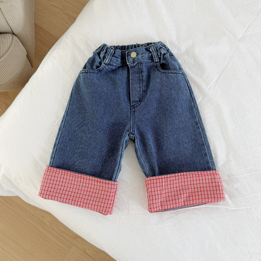 Toddler SP26 Heart Patch Roll - Up Denim Pants (2 - 8y) - Denim - AT NOON STORE