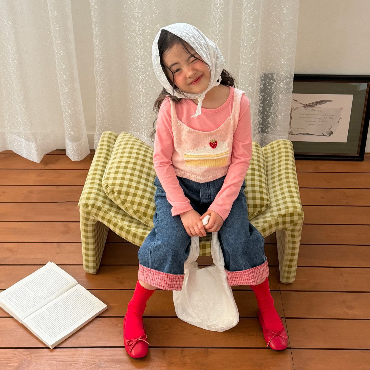 Toddler SP26 Heart Patch Roll - Up Denim Pants (2 - 8y) - Denim - AT NOON STORE