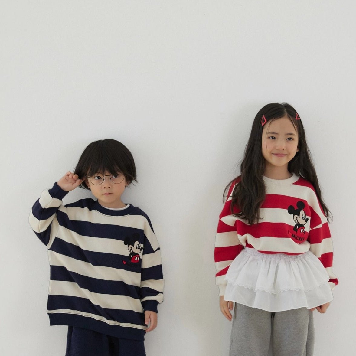 Toddler SP26 I Love MICKEY Stripe Long Sleeve Sweatshirt (1 - 7y) - 2 Colors - AT NOON STORE
