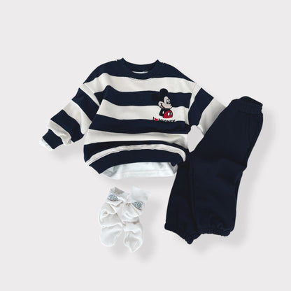 Toddler SP26 I Love MICKEY Stripe Long Sleeve Sweatshirt (1 - 7y) - 2 Colors - AT NOON STORE