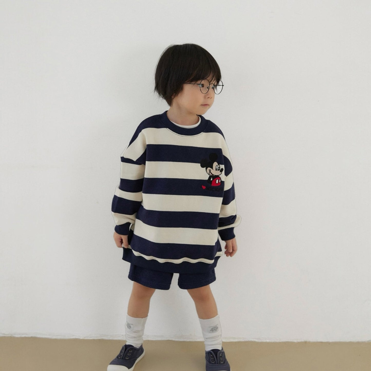 Toddler SP26 I Love MICKEY Stripe Long Sleeve Sweatshirt (1 - 7y) - 2 Colors - AT NOON STORE