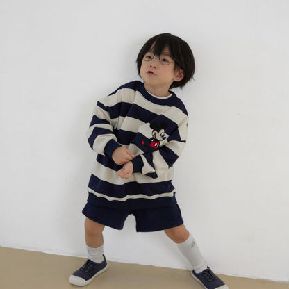 Toddler SP26 I Love MICKEY Stripe Long Sleeve Sweatshirt (1 - 7y) - 2 Colors - AT NOON STORE