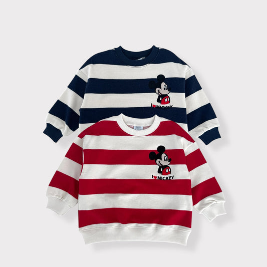 Toddler SP26 I Love MICKEY Stripe Long Sleeve Sweatshirt (1 - 7y) - 2 Colors - AT NOON STORE