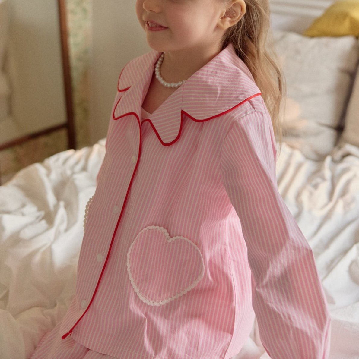 Toddler SP26 Lace Heart Stripe Pajama Set (2 - 7y) - 2 Colors - AT NOON STORE