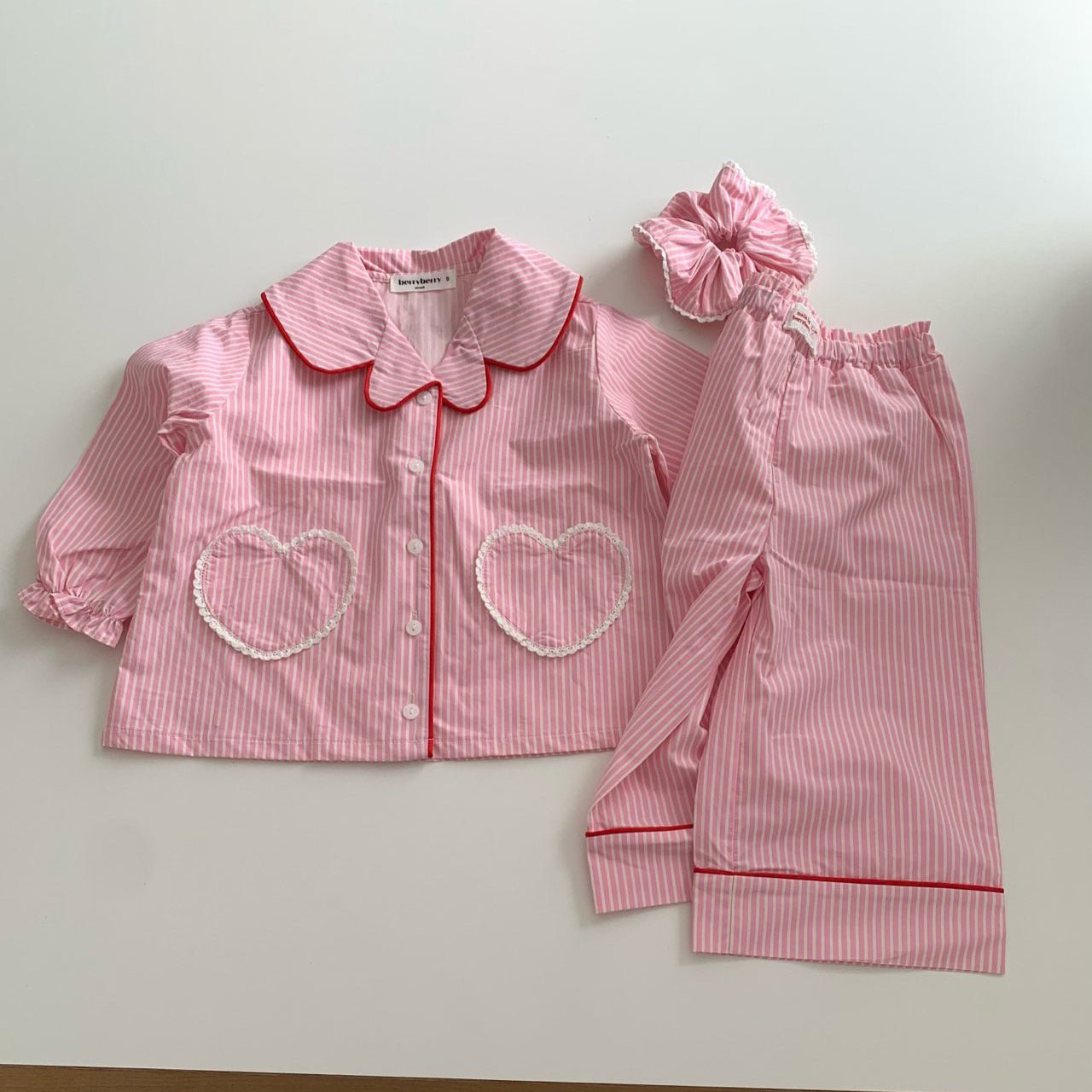 Toddler SP26 Lace Heart Stripe Pajama Set (2 - 7y) - 2 Colors - AT NOON STORE