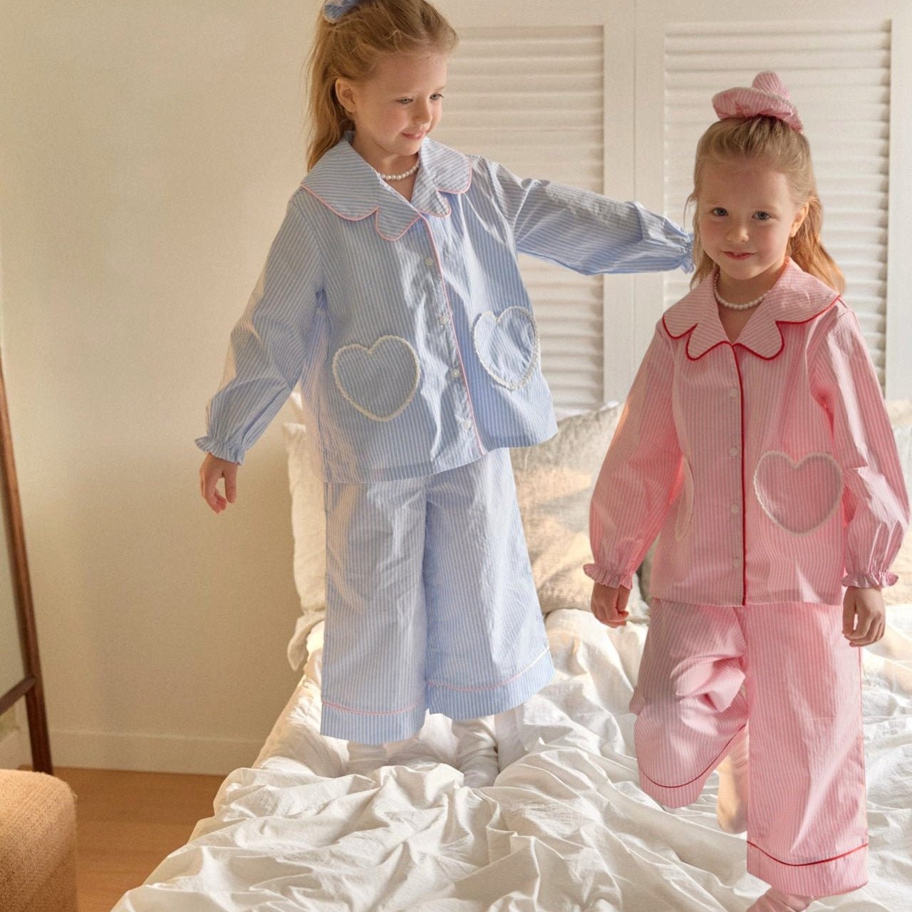 Toddler SP26 Lace Heart Stripe Pajama Set (2 - 7y) - 2 Colors - AT NOON STORE