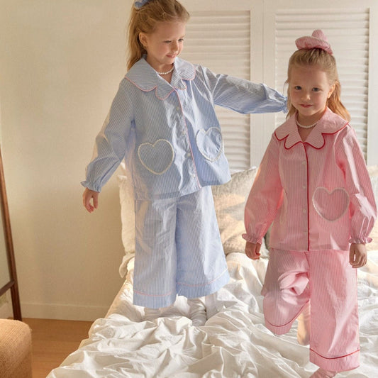 Toddler SP26 Lace Heart Stripe Pajama Set (2 - 7y) - 2 Colors - AT NOON STORE