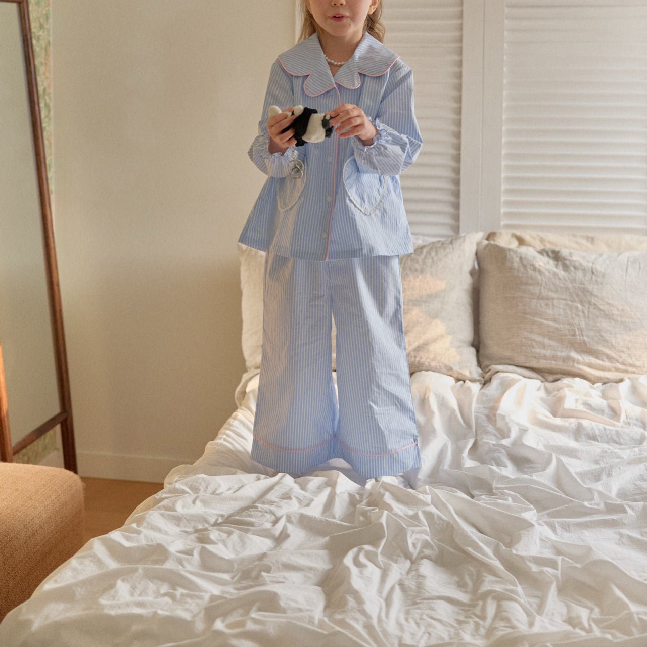 Toddler SP26 Lace Heart Stripe Pajama Set (2 - 7y) - 2 Colors - AT NOON STORE