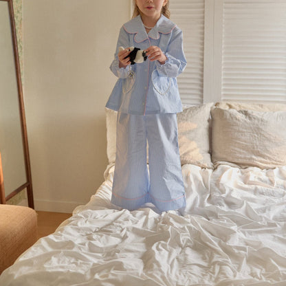 Toddler SP26 Lace Heart Stripe Pajama Set (2 - 7y) - 2 Colors - AT NOON STORE