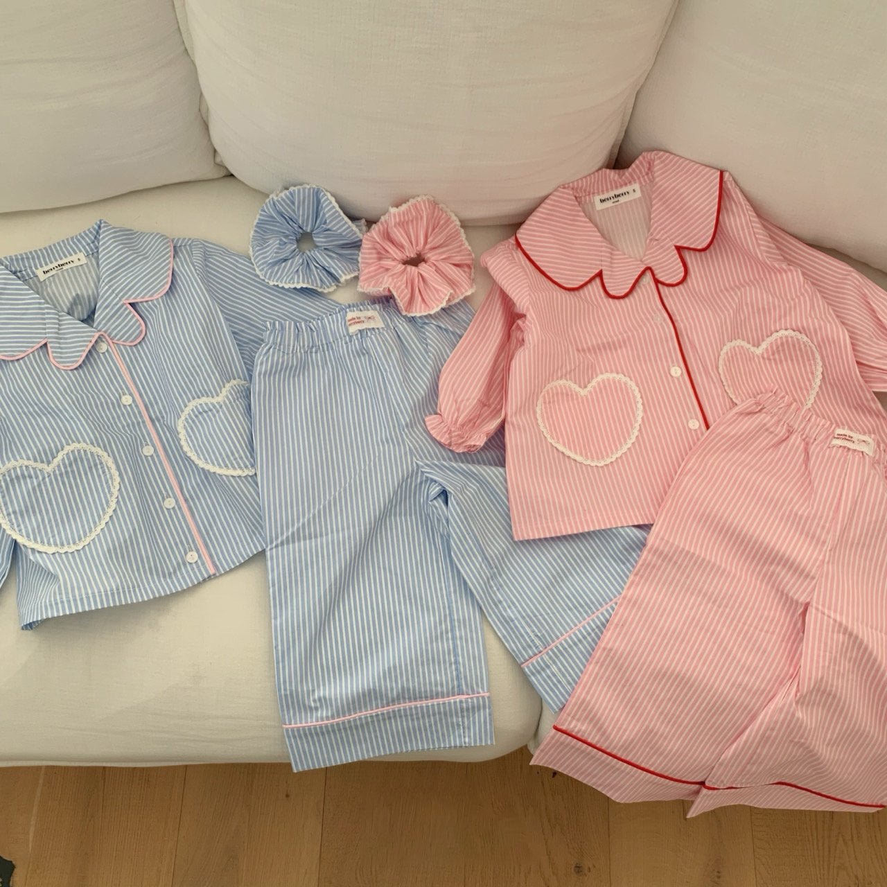 Toddler SP26 Lace Heart Stripe Pajama Set (2 - 7y) - 2 Colors - AT NOON STORE