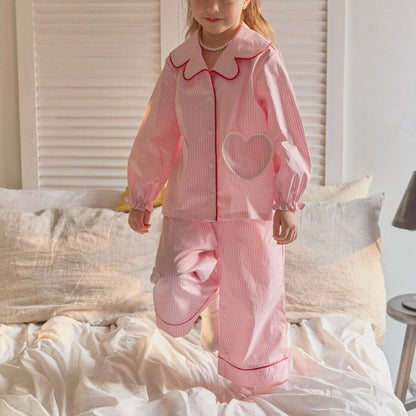 Toddler SP26 Lace Heart Stripe Pajama Set (2 - 7y) - 2 Colors - AT NOON STORE