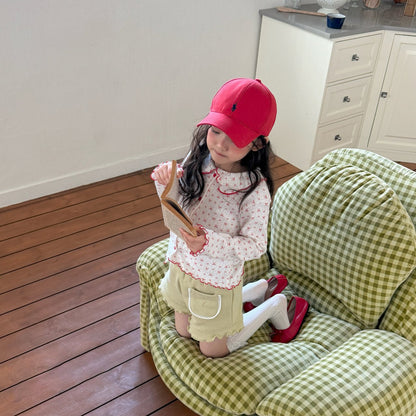 Toddler SP26 Lettuce - edge Bow Print Pointelle Collared Cardigan (2 - 8y) - Ivory - AT NOON STORE