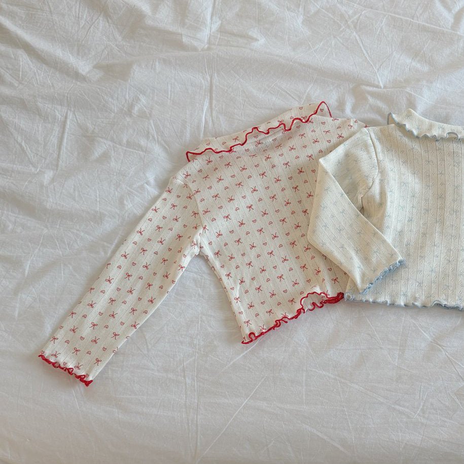 Toddler SP26 Lettuce - edge Bow Print Pointelle Collared Cardigan (2 - 8y) - Ivory - AT NOON STORE
