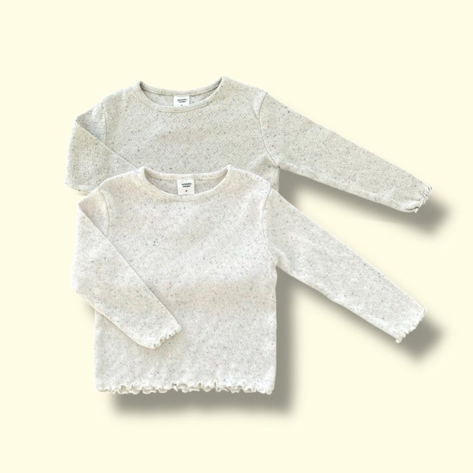 Toddler SP26 Lettuce - Edge Pointelle Confetti Long Sleeve Top (3 - 7y) - 2 Colors - AT NOON STORE