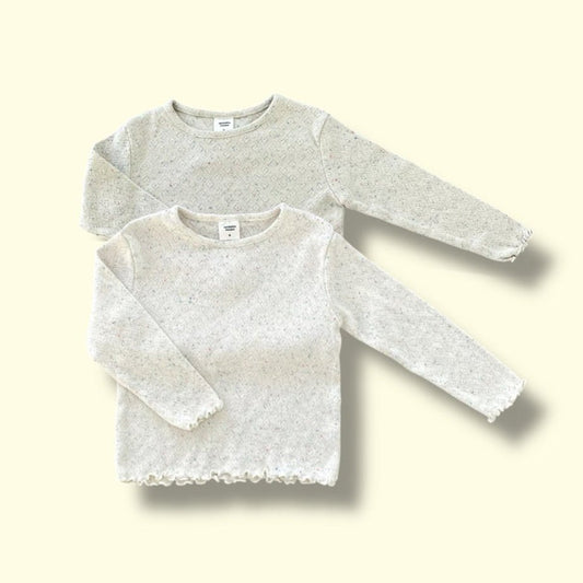 Toddler SP26 Lettuce - Edge Pointelle Confetti Long Sleeve Top (3 - 7y) - 2 Colors - AT NOON STORE