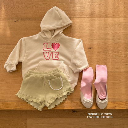 Toddler SP26 LOVE Embroidery Snap - Button Hoodie (2 - 8y) - Ivory - AT NOON STORE
