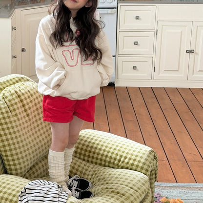 Toddler SP26 LOVE Embroidery Snap - Button Hoodie (2 - 8y) - Ivory - AT NOON STORE