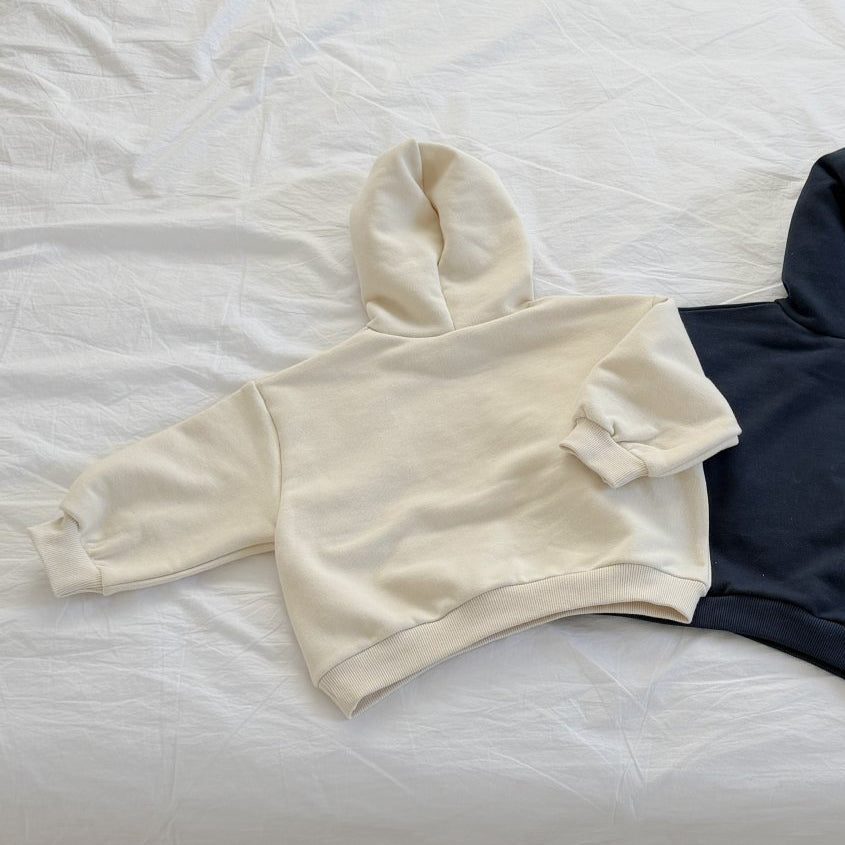 Toddler SP26 LOVE Embroidery Snap - Button Hoodie (2 - 8y) - Ivory - AT NOON STORE