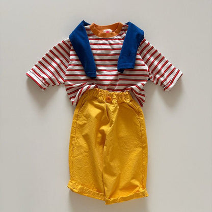 Toddler SP26 Multi Stripe Long Sleeve Loose Fit Top (1 - 6y) - Red - AT NOON STORE