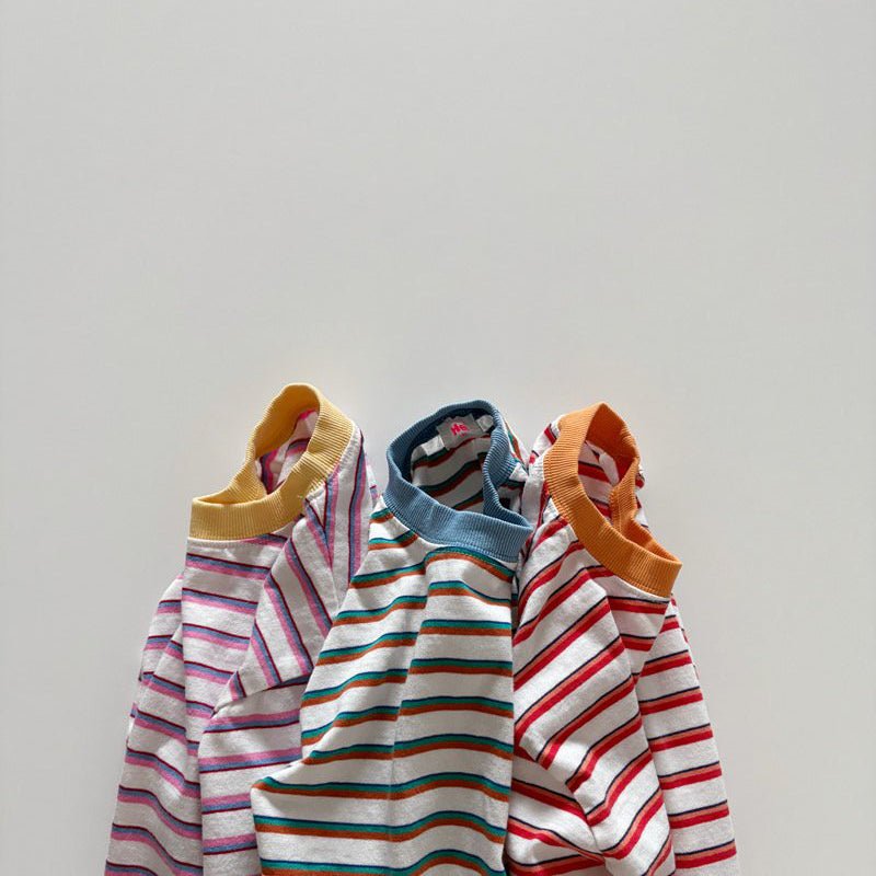 Toddler SP26 Multi Stripe Long Sleeve Loose Fit Top (1 - 6y) - Red - AT NOON STORE