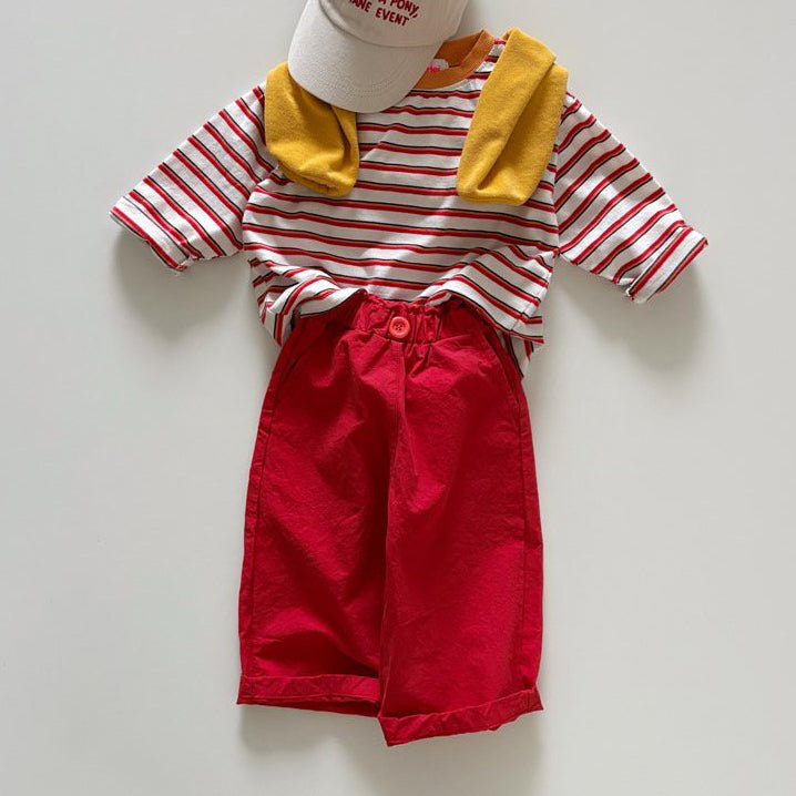 Toddler SP26 Multi Stripe Long Sleeve Loose Fit Top (1 - 6y) - Red - AT NOON STORE