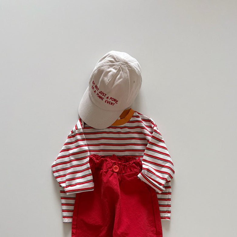 Toddler SP26 Multi Stripe Long Sleeve Loose Fit Top (1 - 6y) - Red - AT NOON STORE