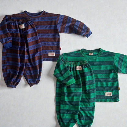 Toddler SP26 Multi Stripe Long Sleeve Top and Jogger Pants Set (2 - 8y) - 2 Colors - AT NOON STORE