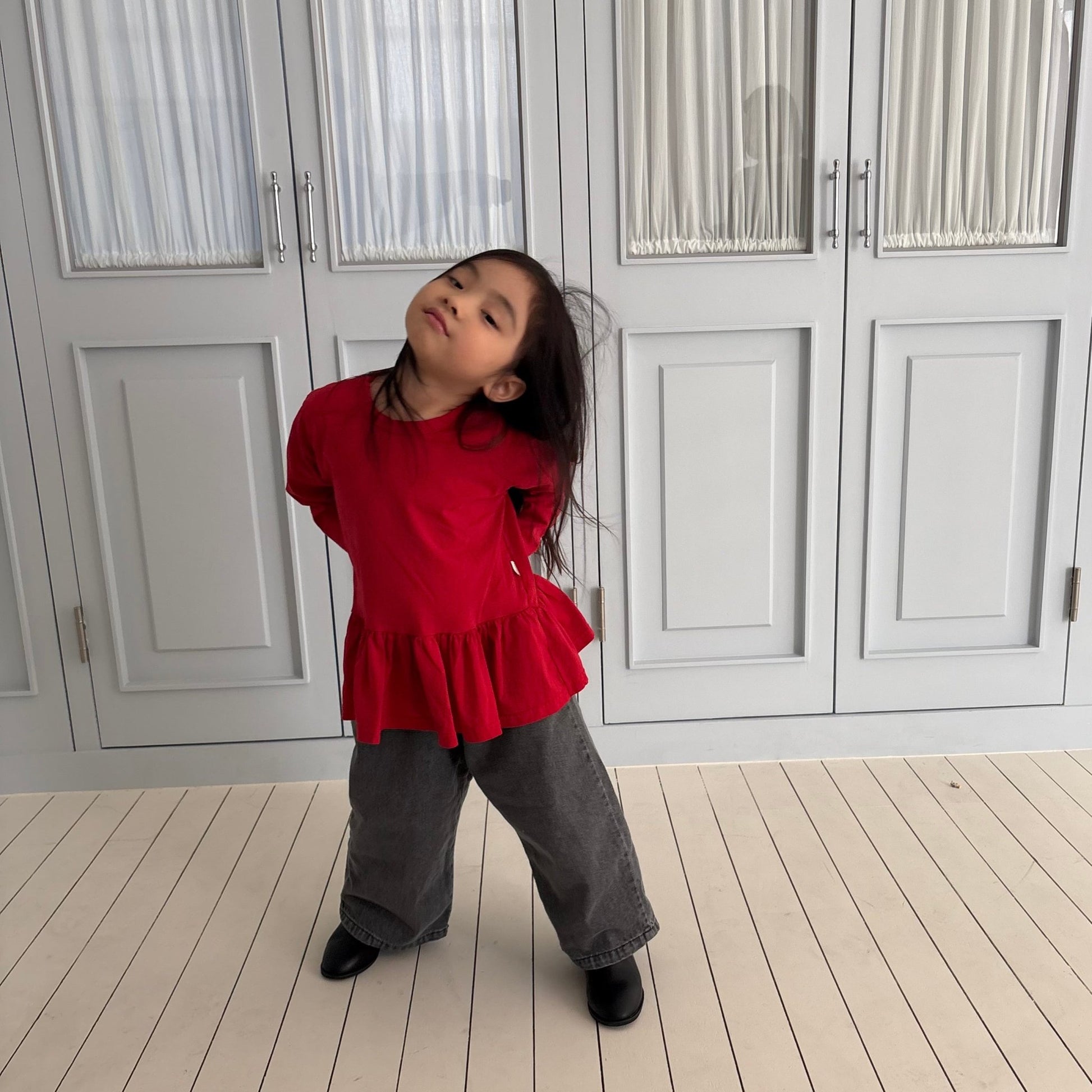 Toddler SP26 Peplum Long Sleeve Top (1 - 7y) - 2 Colors kids outfit