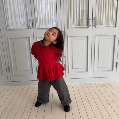 Toddler SP26 Peplum Long Sleeve Top (1 - 7y) - 2 Colors kids outfit