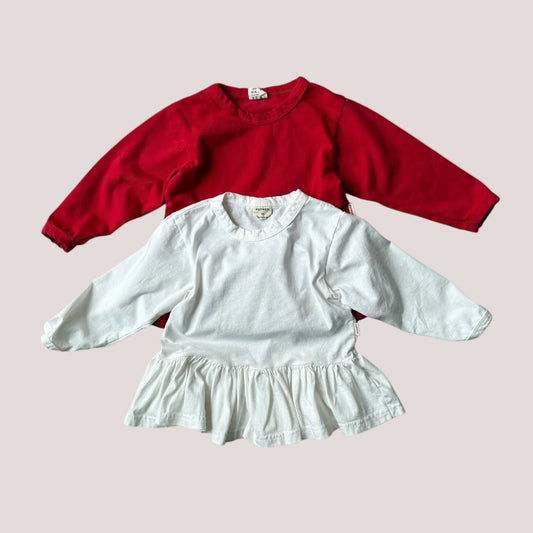 Toddler SP26 Peplum Long Sleeve Top (1 - 7y) - 2 Colors kids outfit
