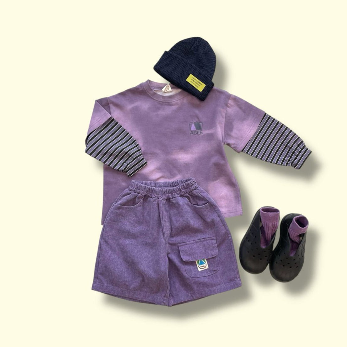Toddler SP26 Pigment Dyed Layered Long Sleeve Top (3 - 7y) - 2 Colors - AT NOON STORE
