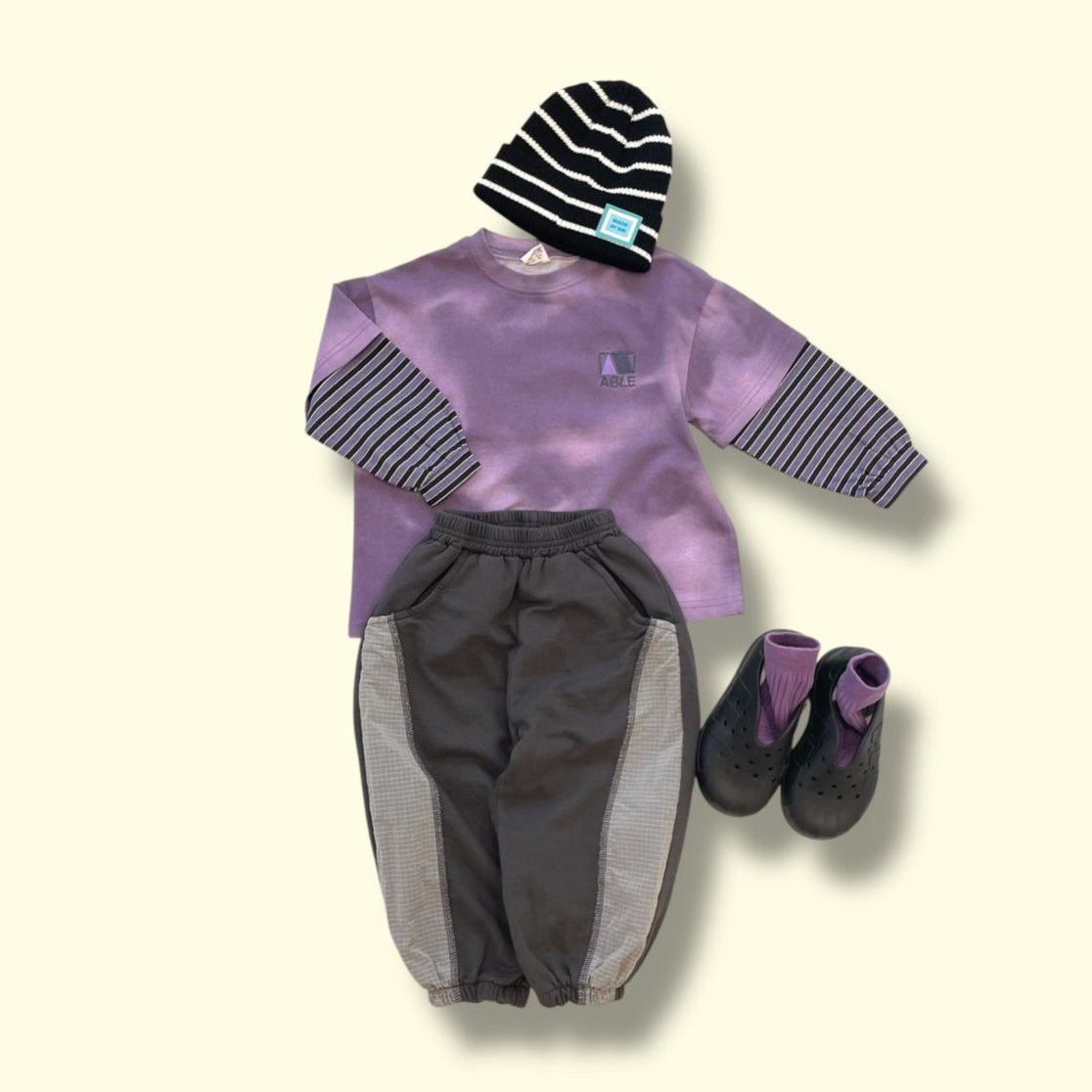 Toddler SP26 Pigment Dyed Layered Long Sleeve Top (3 - 7y) - 2 Colors - AT NOON STORE