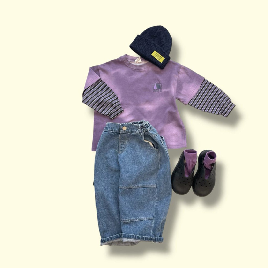 Toddler SP26 Pigment Dyed Layered Long Sleeve Top (3 - 7y) - 2 Colors - AT NOON STORE