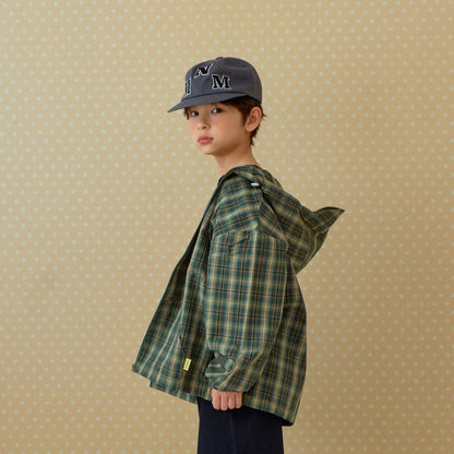 Toddler SP26 Plaid Brim Zip - up Jacket (2 - 7y) - Green - AT NOON STORE