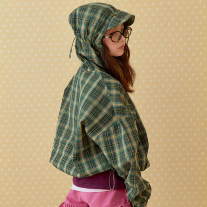 Toddler SP26 Plaid Brim Zip - up Jacket (2 - 7y) - Green - AT NOON STORE