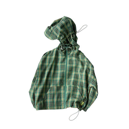 Toddler SP26 Plaid Brim Zip - up Jacket (2 - 7y) - Green - AT NOON STORE