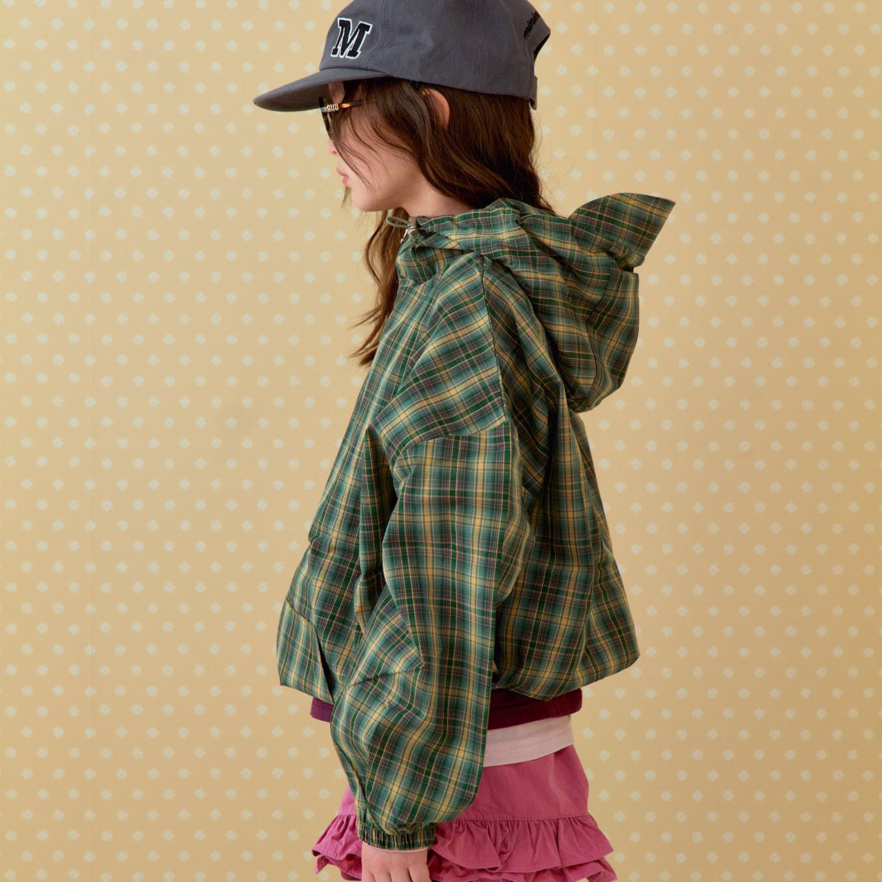 Toddler SP26 Plaid Brim Zip - up Jacket (2 - 7y) - Green - AT NOON STORE