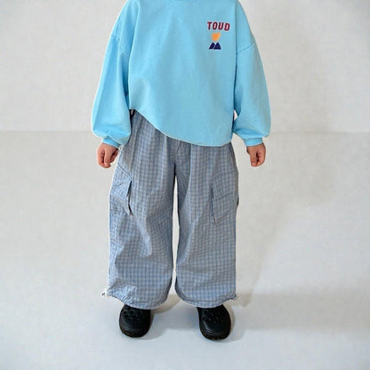 Toddler SP26 Plaid Cargo Pants (3 - 7y) - Sky Blue - AT NOON STORE