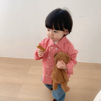 Toddler SP26 Plaid Double Button Up Shirt (10m - 4y) - 2 Colors - AT NOON STORE