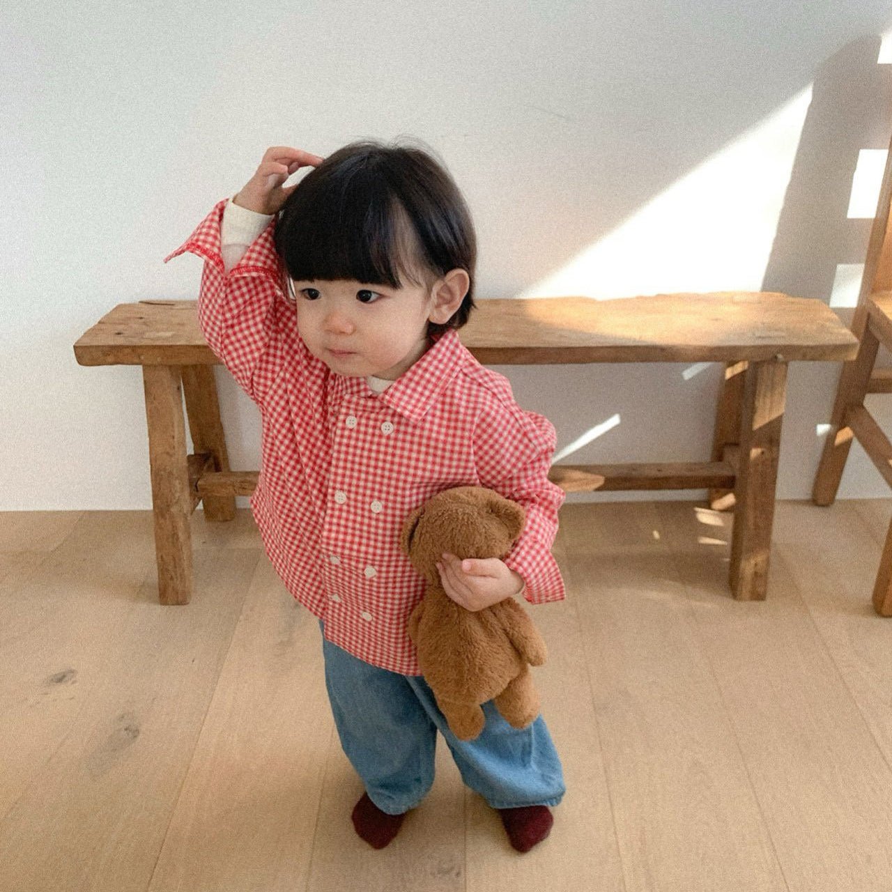 Toddler SP26 Plaid Double Button Up Shirt (10m - 4y) - 2 Colors - AT NOON STORE