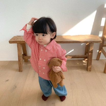 Toddler SP26 Plaid Double Button Up Shirt (10m - 4y) - 2 Colors - AT NOON STORE