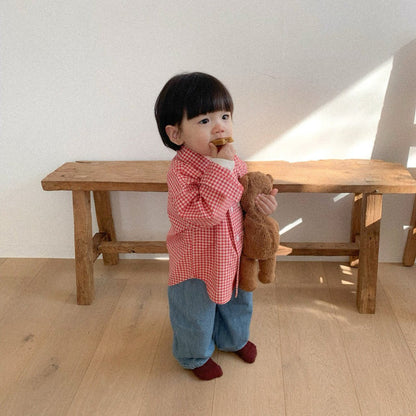 Toddler SP26 Plaid Double Button Up Shirt (10m - 4y) - 2 Colors - AT NOON STORE
