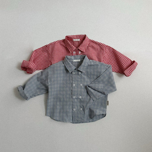 Toddler SP26 Plaid Double Button Up Shirt (10m - 4y) - 2 Colors - AT NOON STORE