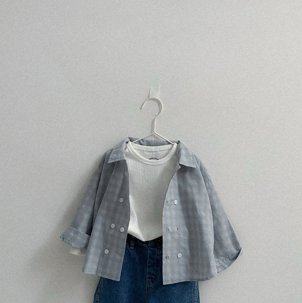 Toddler SP26 Plaid Double Button Up Shirt (10m - 4y) - 2 Colors - AT NOON STORE