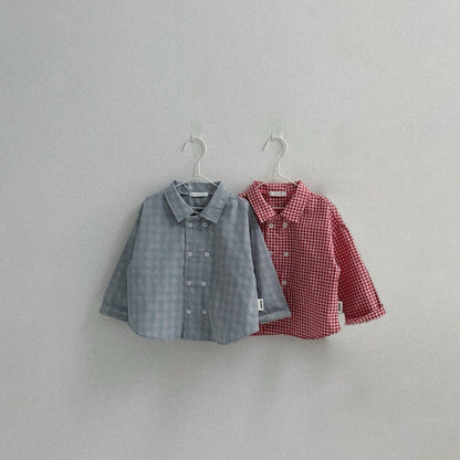 Toddler SP26 Plaid Double Button Up Shirt (10m - 4y) - 2 Colors - AT NOON STORE
