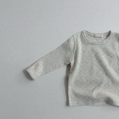 Toddler SP26 Pointelle Confetti Long Sleeve Top (10m - 4y) - Ivory - AT NOON STORE