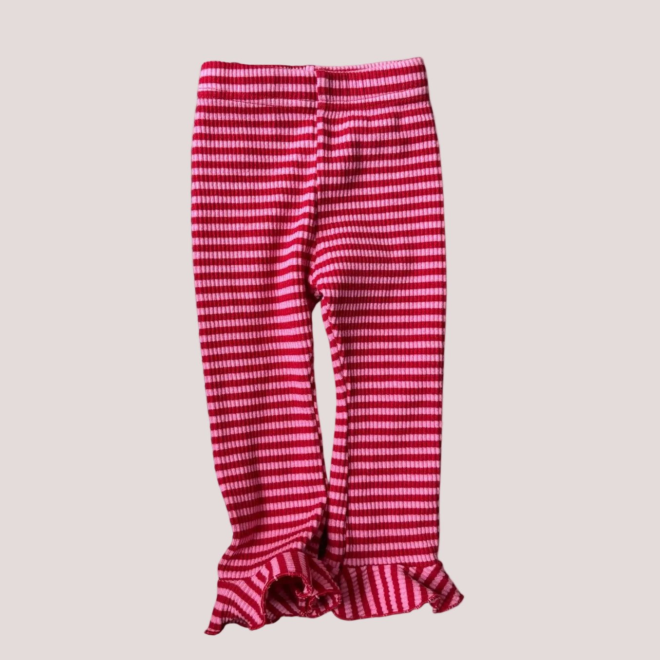 Toddler SP26 Ribbed Stripe Frill Pants (1 - 7y) - Pink kids outfit