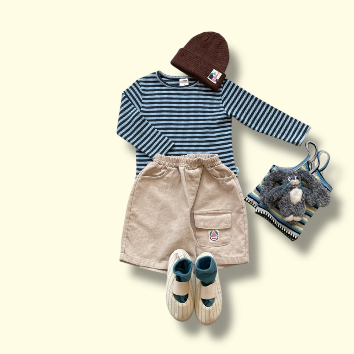 Toddler SP26 Ribbed Stripe Long Sleeve Tee (3 - 7y) - Sky Blue - AT NOON STORE