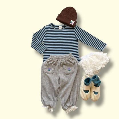 Toddler SP26 Ribbed Stripe Long Sleeve Tee (3 - 7y) - Sky Blue - AT NOON STORE